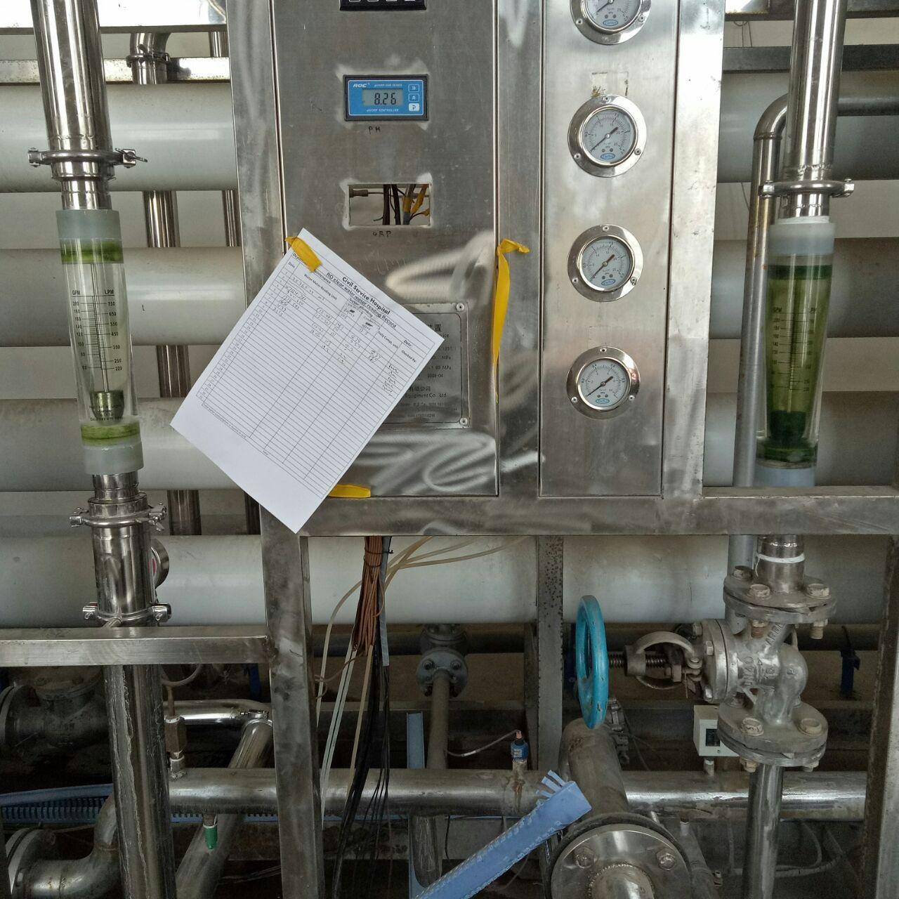 Water filtration at healthcare facilities run by the government