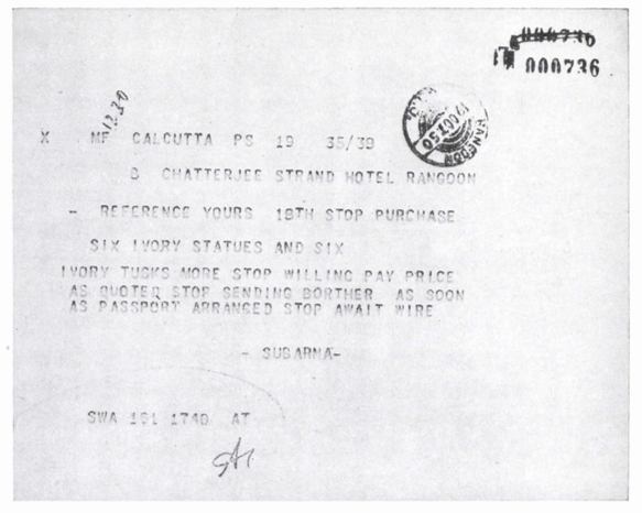 A copy of the telegram sent to Rangoon (Image Courtesy: Amish Raj Mulmi)