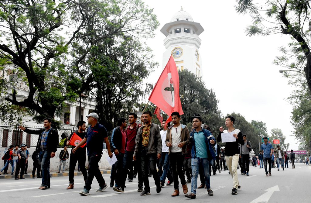 Trichandra campus student union pelted stones