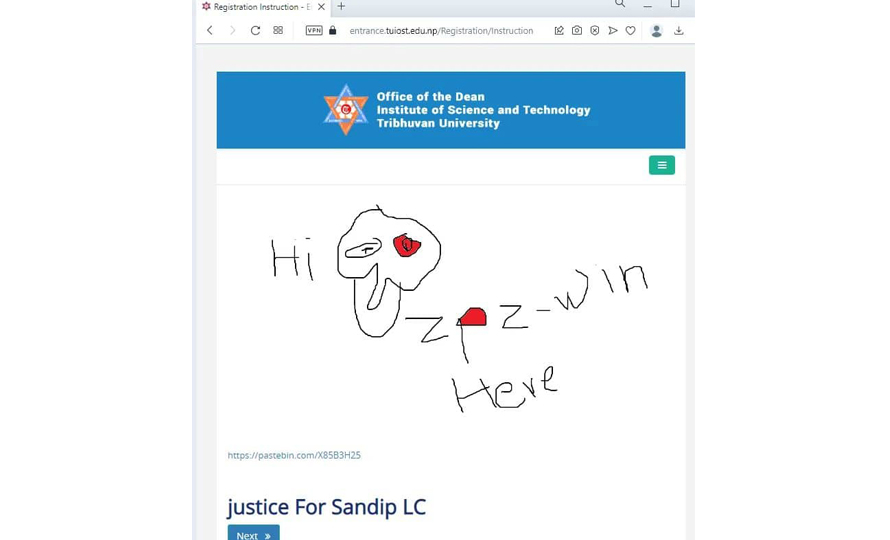 TU website hacked; hacker seeks justice for rape accused Sandeep